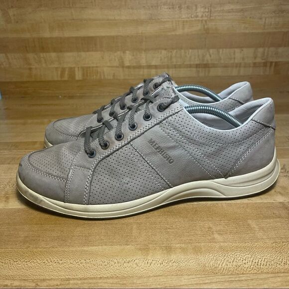 MEPHISTO Men Hero Perf Sneaker Shoes, US 11 EUR 10 1/4 Grey Leather - Picture 2 of 7